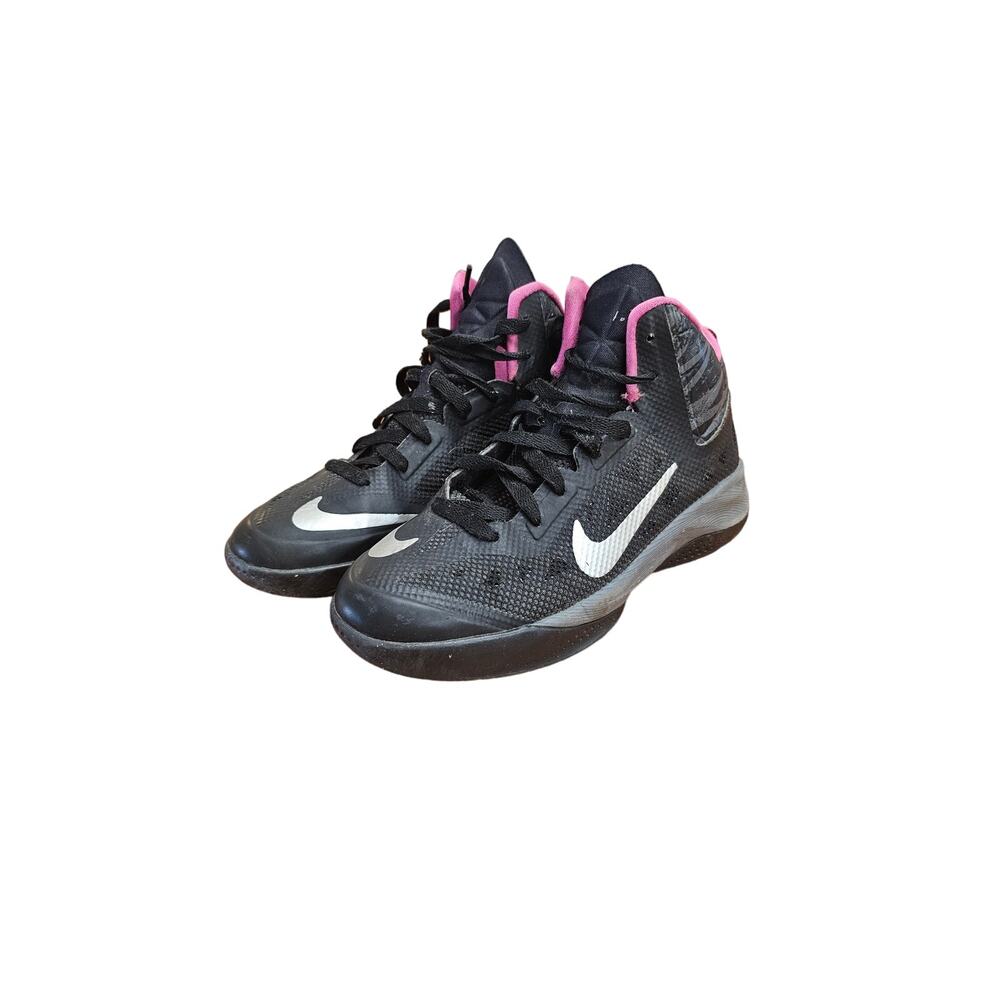 Nike Hyperfuse 2013 SZ 4.5Y Black Metallic Silver‎ Dark Grey Pink 616603-002 GS